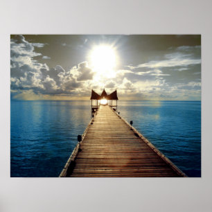 Poster tropical do por do sol