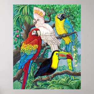 Poster tropical dos pássaros
