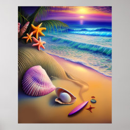 Poster Tropical Fantasy Beach Sunset