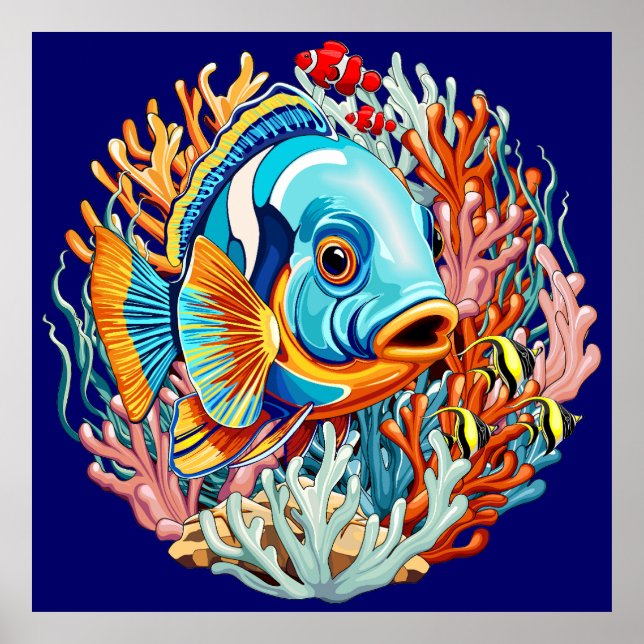 Poster Tropical Fish Colorful Summer Vibes (Frente)