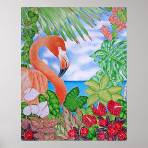 Poster Tropical Flamingo
