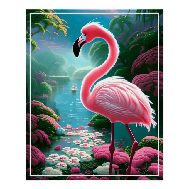 Póster Tropical Flamingo-70852 Elegante (Frente)