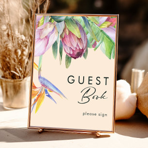 Poster Tropical Floral Colorida Peach Sinal de livro co