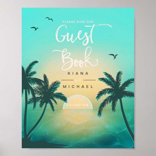 Poster Tropical Isle Sunrise, Teal do Livro Guest ID581 (Frente)