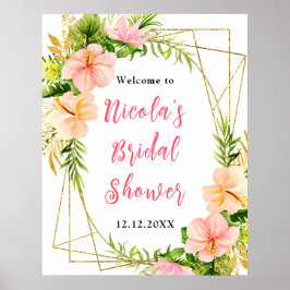 Poster Tropical Jungle Floral Bridal Shower Welcome