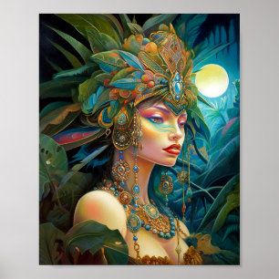 Poster Tropical Lady Fantasy Art