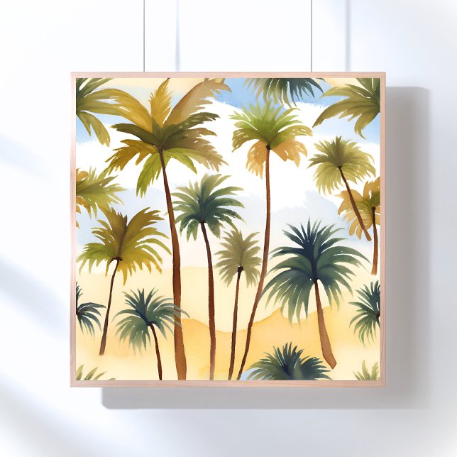 Poster Tropical Palm Trees | Beach Watercolor Painting (Criador carregado)