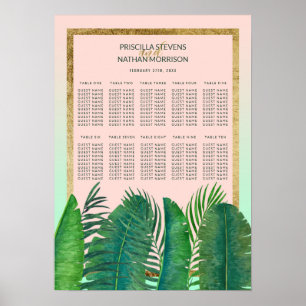 Poster Tropical Palmeira Banana Folha Dourada