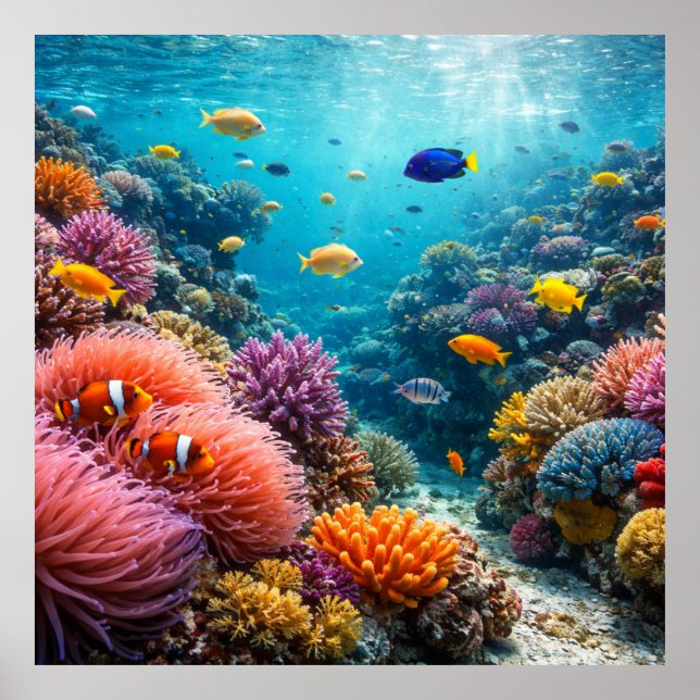 Poster Tropical Reef Full of Marine Life (Frente)