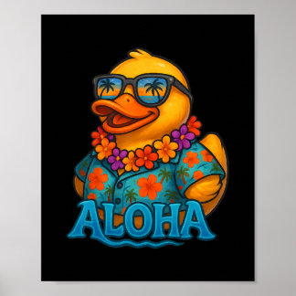 Poster Tropical Rubber Duck Hawaiian Lei Aloha Rubber Duc