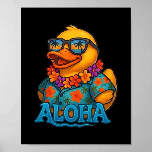 Poster Tropical Rubber Duck Hawaiian Lei Aloha Rubber Duc (Frente)