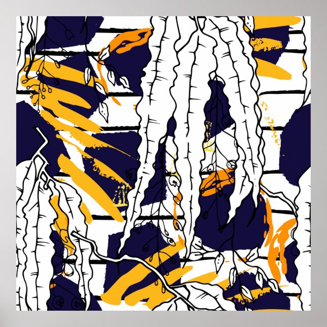 Poster Tropical, stripe, motif animal. Padrão sem costura (Frente)