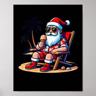 Poster Tropical Summer Engraçado Havaiano Papai Noel Nata