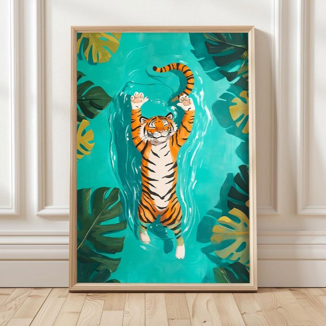Poster Tropical Tiger Swimming in River Bathroom Print (Criador carregado)