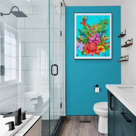 Póster TropiColor Fusion Macaw & Floral Serenade