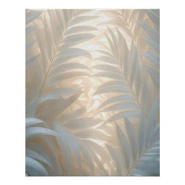 Póster Trópicos brancos, folhas de palmeira aquarela