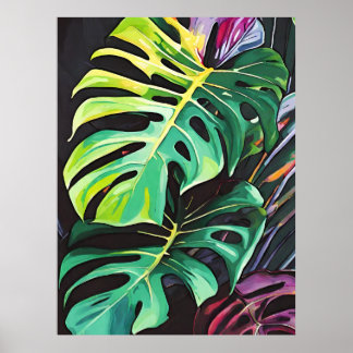 Poster Trópicos vívidos Monstera deixa arte