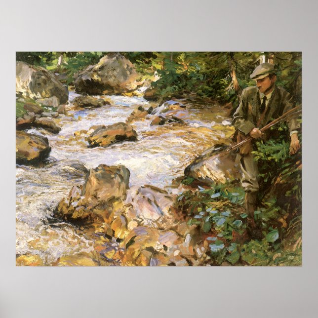 Póster Trout Stream no Tirol de John Singer Sargent (Frente)