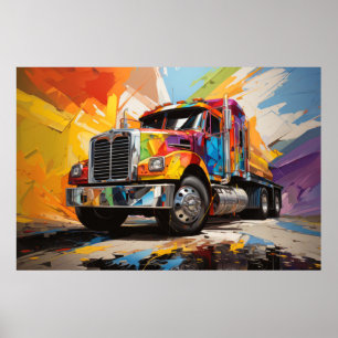 Poster Truck Action Sport Painting Abstrato Art Decor