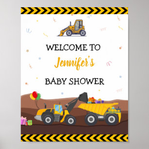 Poster Truck Digger Em Baby Birthday