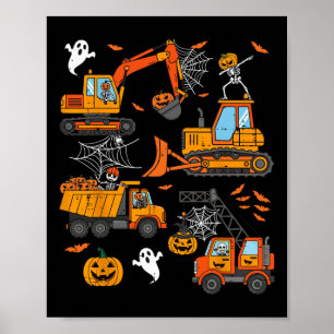 Poster Trucks de Construção Spooky Garotos do Dia das Bru