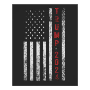 Póster Trump 2024 American Flag Distress Vintage Gift