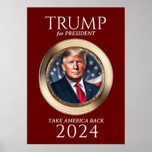 Poster Trump 2024 Campanha Republicana de Guarda Vermelho