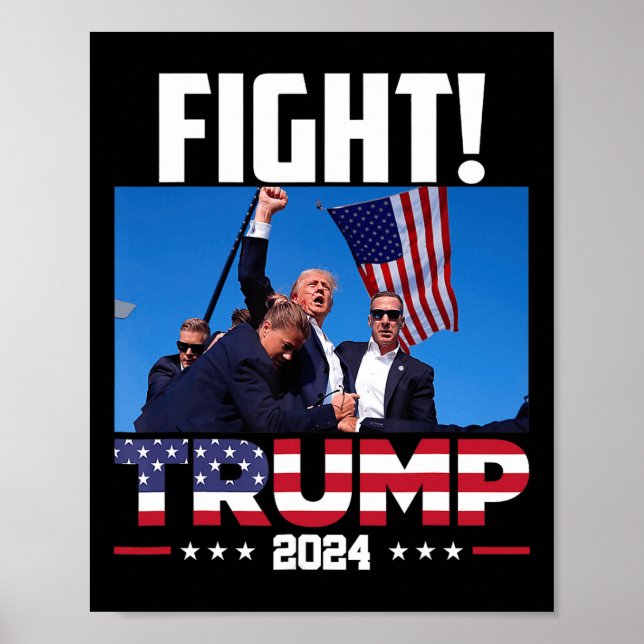 Poster Trump 2024 Fight Fist Rally Trump Rally 2024 Ameri (Frente)