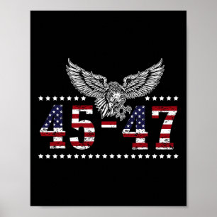 Poster Trump 2024, Presidente 45 E 47, Bandeira Americana