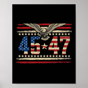 Poster Trump 2024, Presidente 45 E 47, Bandeira Americana