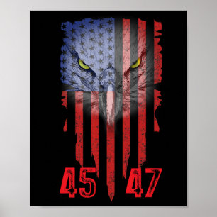 Poster Trump 2024, Presidente 45 E 47, Bandeira Americana