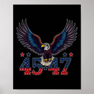Poster Trump 2024, Presidente 45 E 47, Bandeira Americana