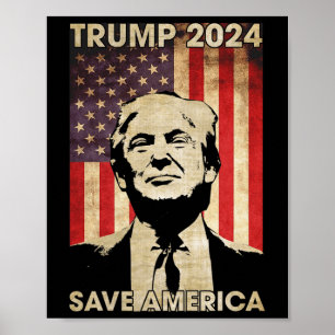 Poster Trump 2024 Salve a América Flag Election Gif