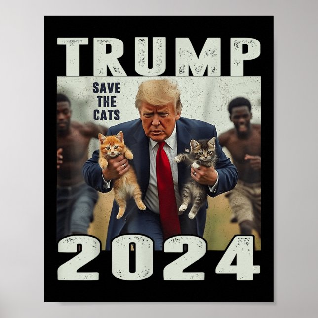 Poster Trump 2024 Salve Os Gatos Dizendo Debate (Frente)