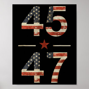 Poster Trump 2024 Vintage 45 47 America Flag Shirt For Wo