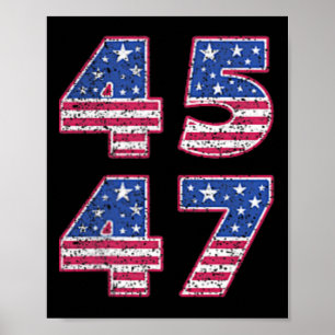 Poster Trump 2024 Vintage 45 47 America Flag Tee For Wome