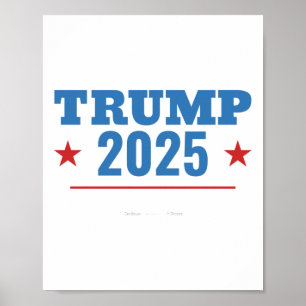 Poster Trump 2025 Presidente Sinal de Eleição Desenho de 