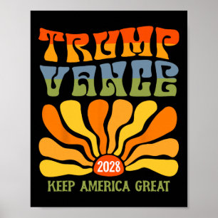 Poster Trump 2028 Presidente Reelegendo Bandeira American