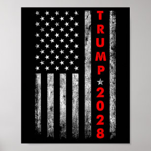 Poster Trump 2028 Vote Donald Trump América Flag Vinta