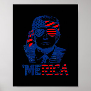 Poster Trump 4 De Julho Merica Homens Mulheres Bandeira A