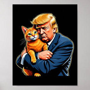 Poster Trump Abraçando Gato Laranja Engraçado Meme da Ele
