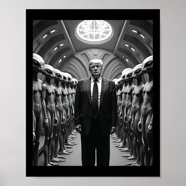 Poster Trump Com Teoria Da Conspiração De Alienígenas Vis (Frente)