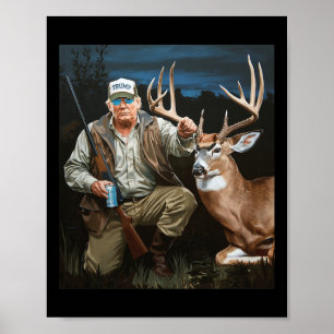 Poster Trump Deer Caça Donald Trump Old School Camoufl