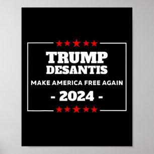 Poster Trump Desantis Faça América Eleição Flórida 24 