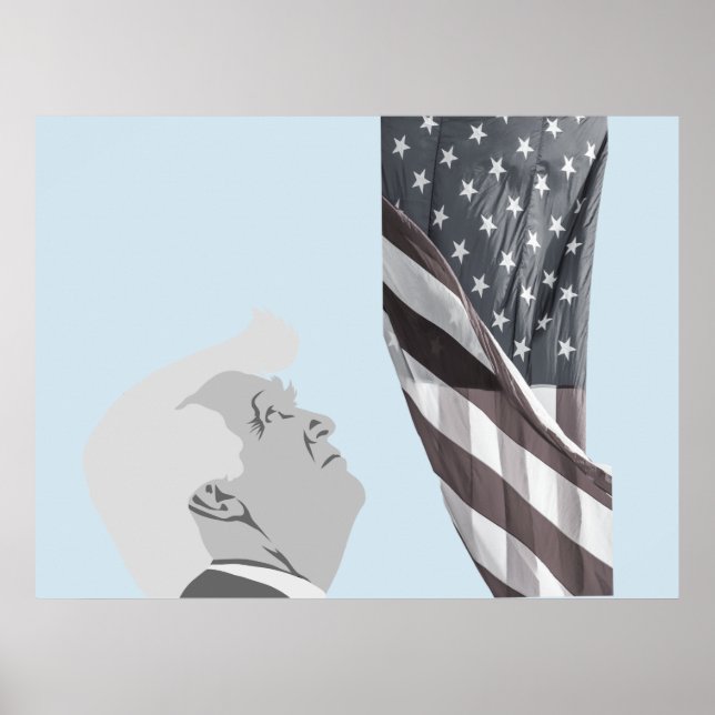 Póster Trump e a bandeira americana (Frente)