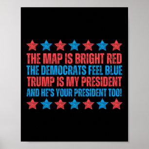 Poster Trump É Meu Presidente Poema Mapa Vermelho Dia dos