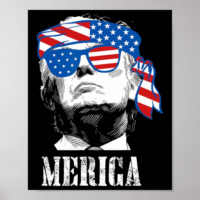 Poster Trump Em 4 De Julho, Homens De Bandeira Americanos (Frente)