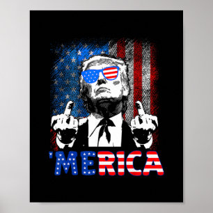 Poster Trump engraçado 4 de julho Merica bandeira america