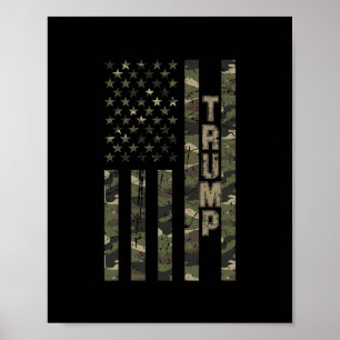 Poster Trump Estados Unidos Camo Enrugado Com Bandeira Do