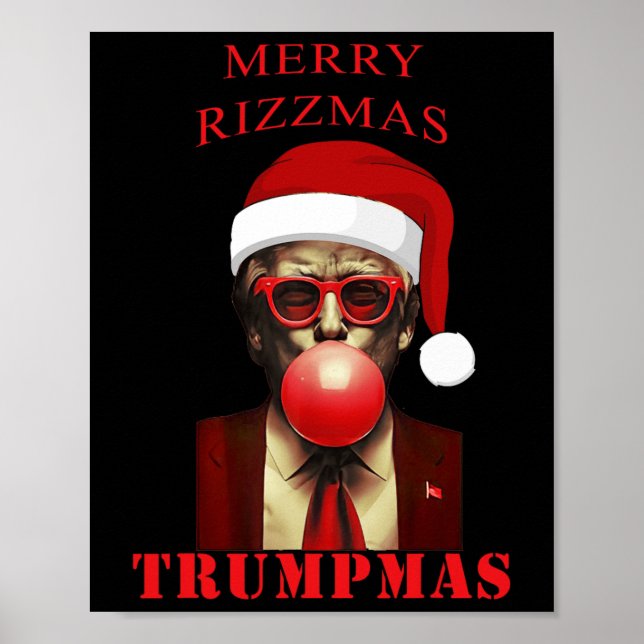 Poster Trump Feliz Rizzmas Trumpmas Engraçado Bubbbb de N (Frente)